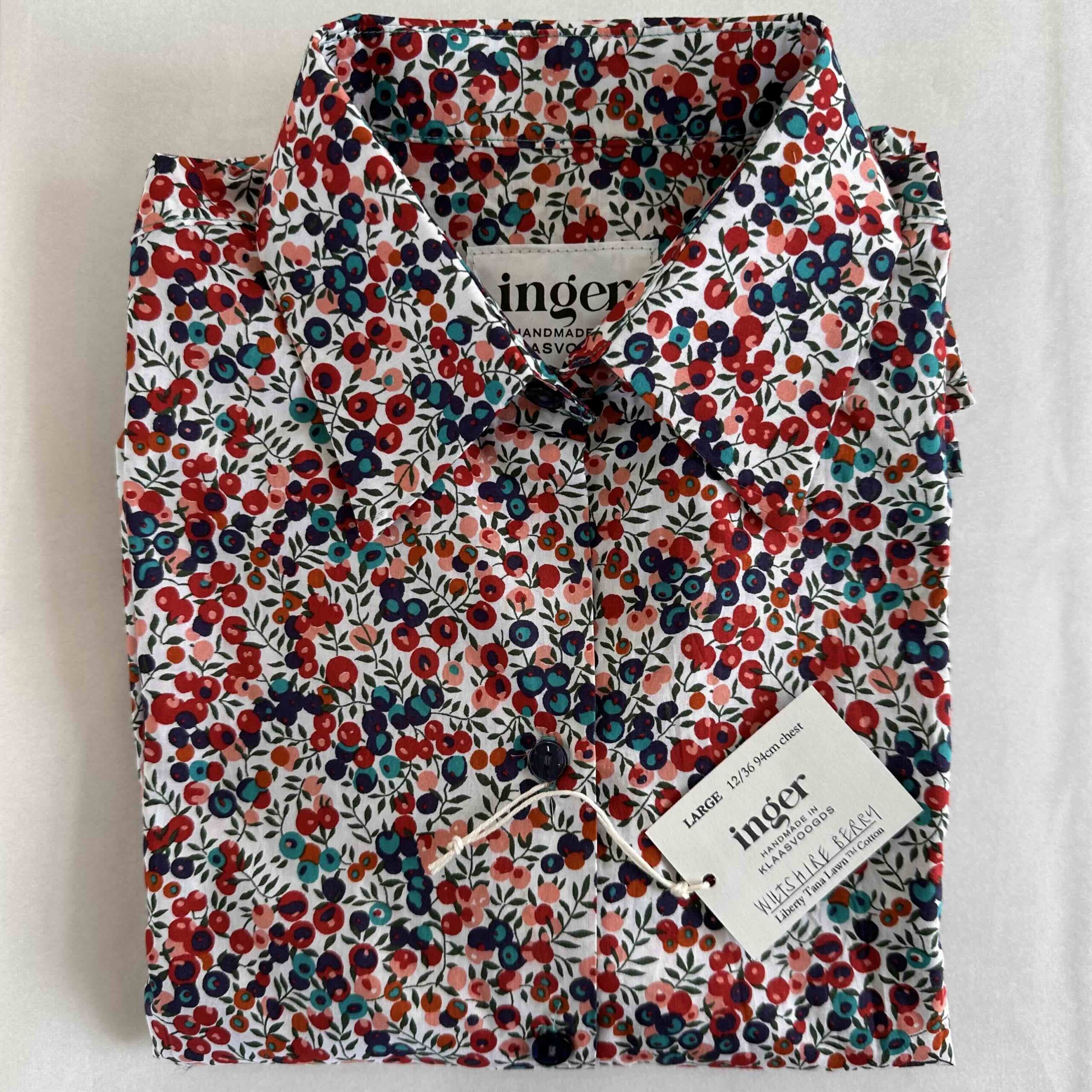 Shirt Wiltshire Berry rust and turquoise size Large/36